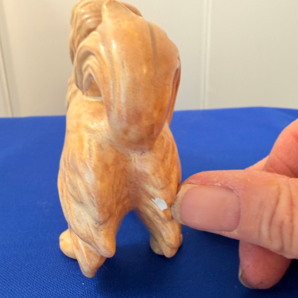 Vintage Pekingese Dog Figurine Ceramic Glazed Tan Brown Collectible Statuette - Picture 4 of 12